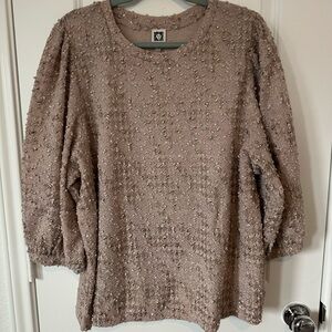 Anne Klein Beige Gold Knit Sweater